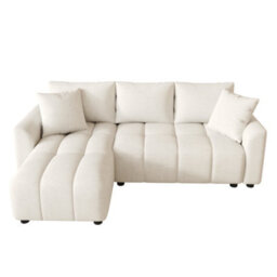 Btm Beige L Shaped Sofa, 3 Seater Chenille Corner Couch With Decorative Cushions For Flats - thumbnail 8