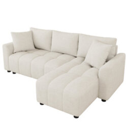 Btm Beige L Shaped Sofa, 3 Seater Chenille Corner Couch With Decorative Cushions For Flats - thumbnail 9
