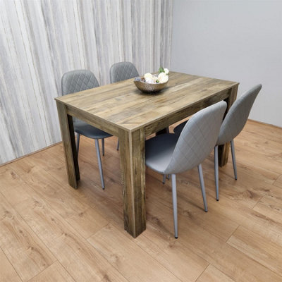 Kosy Koala Modern Dining Table Set With 4 Grey Gem Pattern Chairs Dining Room Furniture - image 1