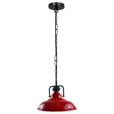 Vintage Red Ceiling Pendant Light, 32Cm Industrial Design For Living & Dining Rooms - image 1