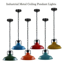 Vintage Red Ceiling Pendant Light, 32Cm Industrial Design For Living & Dining Rooms - thumbnail 7