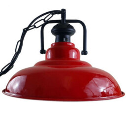Vintage Red Ceiling Pendant Light, 32Cm Industrial Design For Living & Dining Rooms - thumbnail 3