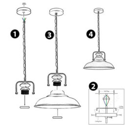 Vintage Red Ceiling Pendant Light, 32Cm Industrial Design For Living & Dining Rooms - thumbnail 5