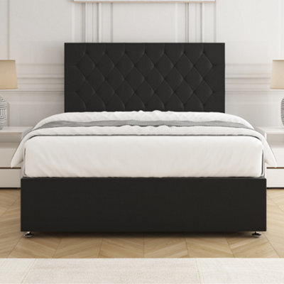 Bsspoke Mia Divan Bed Set Black Plush Velvet 24Inch Headboard & Mattress No Drawers In 3Ft 4Ft 4Ft6 5Ft 6Ft - image 1
