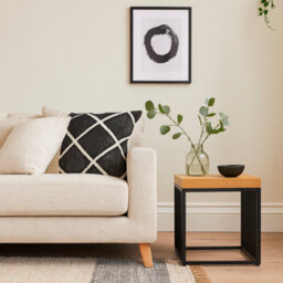 Wyld Haus Porto Side Table - Wild Oak Wood-Effect Top & Black Metal Frame - thumbnail 2