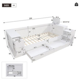 Single Multifunctional Daybed With Drawers, Shelves, Storage And Bedside Table - thumbnail 9