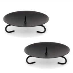 Traditional Round Black Metal Pillar Candle Holder Sets With Spikes Pack Of 2 - thumbnail 1