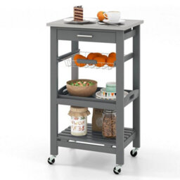 Heavy Duty Kitchen Trolley 5 Tier Storage Cart Rolling Food Tray Grey