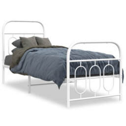 Berkfield Metal Bed Frame Without Mattress With Footboard White 75X190Cm - thumbnail 2