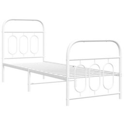 Berkfield Metal Bed Frame Without Mattress With Footboard White 75X190Cm - thumbnail 3