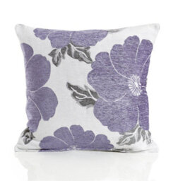 Luxury Living Poppy Luxury Floral Chenille Cushion Purple/grey