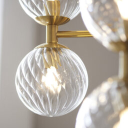 Luminosa Lighting Luminosa Rome Multi Arm Pendant Ceiling Light Brushed Aged Brass Plate & Clear Glass 12 X 3.2W Led G9 Daylight White - thumbnail 5