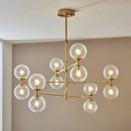Luminosa Lighting Luminosa Rome Multi Arm Pendant Ceiling Light Brushed Aged Brass Plate & Clear Glass 12 X 3.2W Led G9 Daylight White - thumbnail 2