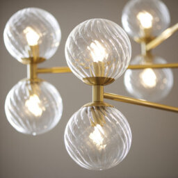Luminosa Lighting Luminosa Rome Multi Arm Pendant Ceiling Light Brushed Aged Brass Plate & Clear Glass 12 X 3.2W Led G9 Daylight White - thumbnail 3
