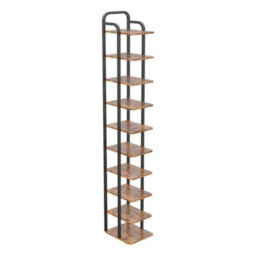 10 Tiers Wooden Shoe Rack Slim Vertical Narrow Shoes Storage Steel Frame - thumbnail 4