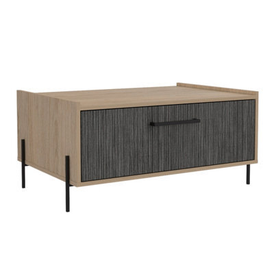 Core Products Coffee Table With Storage Door, Washed Oak, Harvard Range H39.6Cm X W84.3Cm X D87.0Cm - image 1