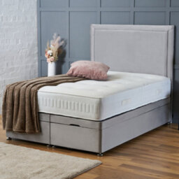 Bsspoke Silver Plush Ottoman Divan Bed With Orthopaedic Mattress 138Cm Headboard End Liftup Storage Solid Divan Base In All Sizes - thumbnail 3