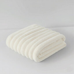 Chunky Ribbed Mink Throw Ultra Soft Warm Elegant Blanket For Sofa Or Bed Cream - thumbnail 2
