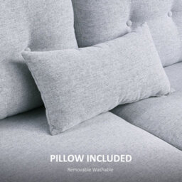 Homcom Modern Chic Loveseat With Armrest Spring Padding, Light Grey - thumbnail 7