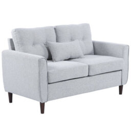 Homcom Modern Chic Loveseat With Armrest Spring Padding, Light Grey - thumbnail 2