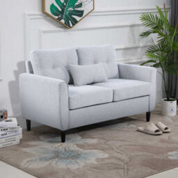 Homcom Modern Chic Loveseat With Armrest Spring Padding, Light Grey