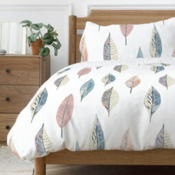 Copenhagen Home Flynn Leaf King Size Duvet Cover Set With Pillowcases - Pastel White - thumbnail 2