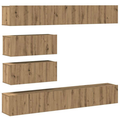 Berkfield Classic 6 Piece Tv Cabinet Set Wall-Mounted Artisan Oak Engineered Wood