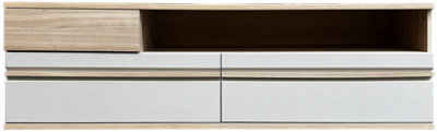 Arte Oslo 4 Tv Cabinet 160 Cm In Oak Riva & Cashmere - Sleek Media Unit With Drawers And Open Compartment - image 1
