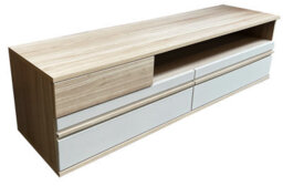 Arte Oslo 4 Tv Cabinet 160 Cm In Oak Riva & Cashmere - Sleek Media Unit With Drawers And Open Compartment - thumbnail 3