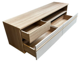 Arte Oslo 4 Tv Cabinet 160 Cm In Oak Riva & Cashmere - Sleek Media Unit With Drawers And Open Compartment - thumbnail 5