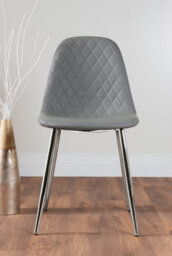 Furniturebox Giovani Rectangular 4 Seat White High Gloss Unique Halo Dining Table Black Glass Top 4 Grey Faux Leather Silver Leg Corona Chairs - thumbnail 9