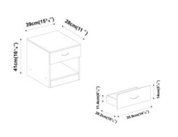 Urbn-Living Urbnliving 2Pcs 39Cm Width White Modern Single Drawer Wooden Bedside Storage Table - thumbnail 4