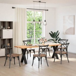 Berkfield Dining Table Legs X-Shaped 2 Pcs Black 50X(72-73) Cm Steel - thumbnail 2