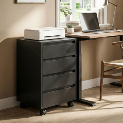 Homcom Mobile Vertical Filing Cabinet With 4 Drawers For Home Office, Black - image 1