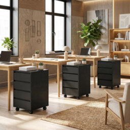 Homcom Mobile Vertical Filing Cabinet With 4 Drawers For Home Office, Black - thumbnail 9