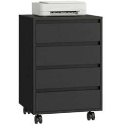 Homcom Mobile Vertical Filing Cabinet With 4 Drawers For Home Office, Black - thumbnail 2