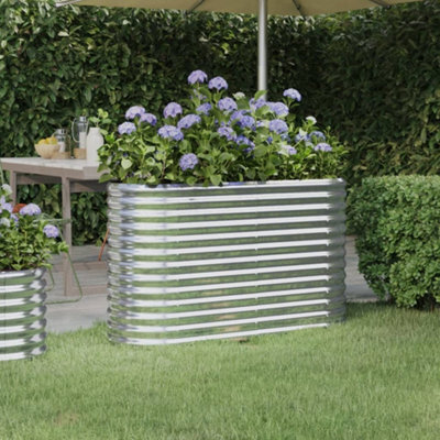 Berkfield Garden Planter Powder-Coated Steel 114X40X68 Cm Silver - image 1