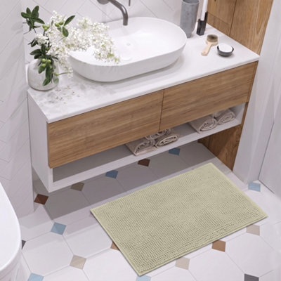 Moonlight Bedding Plush Chenille Bathroom Floor Mat Non-Slip Quick-Dry Absorbent Bathroom & Doorway Shower Rug Cream 40X60 Cm - image 1