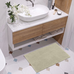 Moonlight Bedding Plush Chenille Bathroom Floor Mat Non-Slip Quick-Dry Absorbent Bathroom & Doorway Shower Rug Cream 40X60 Cm - thumbnail 1