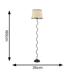 Valuelights Wiggle Black Metal Single Stem Floor Lamp With Linen Scallop Black Trim Tapered Shade And Led Bulb - thumbnail 6