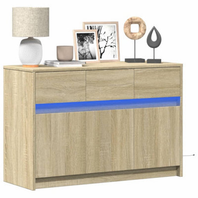 Berkfield Tv Cabinet With Led Sonoma Oak 91X34X61 Cm Engineered Wood - image 1