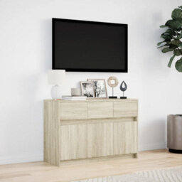 Berkfield Tv Cabinet With Led Sonoma Oak 91X34X61 Cm Engineered Wood - thumbnail 4