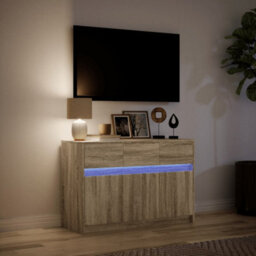 Berkfield Tv Cabinet With Led Sonoma Oak 91X34X61 Cm Engineered Wood - thumbnail 5