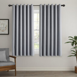 Ameha Grey Linen 100%blackout Eyelet Curtain Energy Efficient Thermal Insulated Window Curtain Pair 46X54'for Bedroom Curtain - thumbnail 1
