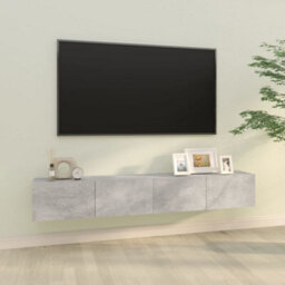 Berkfield Wall Tv Cabinets 2 Pcs Concrete Grey 100X30X30 Cm Engineered Wood - thumbnail 1