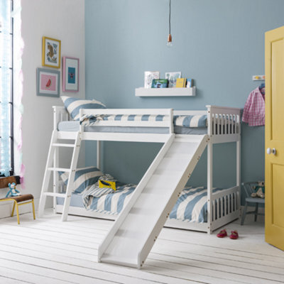 Nöa & Nani Noa & Nani Low Kids Solid Wood Cabin Bed With Bunk Underbed, Play Area & Slide In Classic White Tuva - image 1