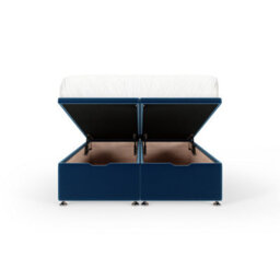 Bedmaster Marine Blue Plush Velvet Ottoman Divan Base And Plain Headboard King Size - thumbnail 2