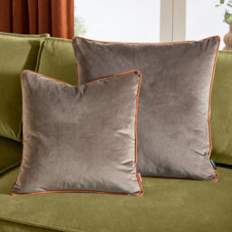 furn. Furn Meridian Velvet Feather Filled Cushion, Mocha/pumpkin, 45 X 45Cm - thumbnail 5