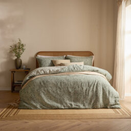 Yard Perrie Leaf Muslin 100% Cotton Duvet Sets, Forest, Super King