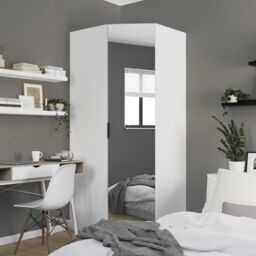 GoodHome Atomia Freestanding Matt White Particle Board Mirrored Wardrobe (H)2250mm (W)1300mm (D)580mm - thumbnail 4